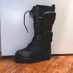Never Worn Black Combat Boot size W 7.5